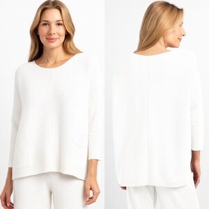 Habitat Clothes To Live In White Cotton Sweater Womens Sz XL Style 83129 Minimal